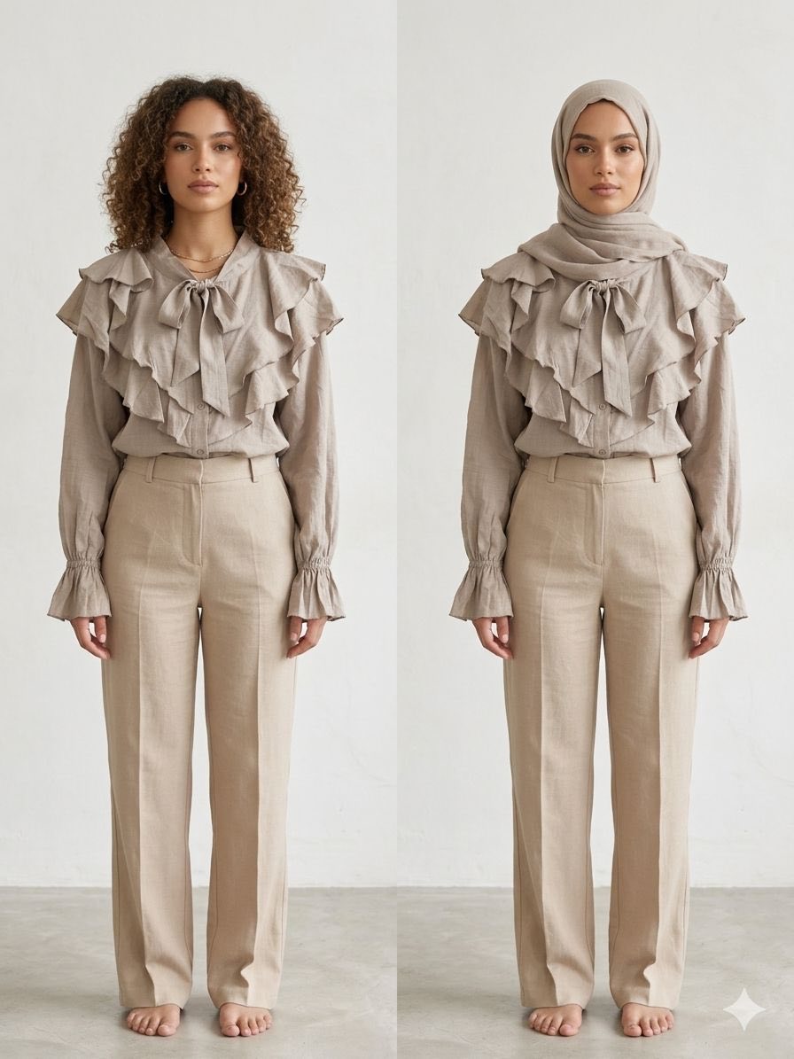 -Light linen blouse with tie