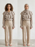 -Light linen blouse with tie